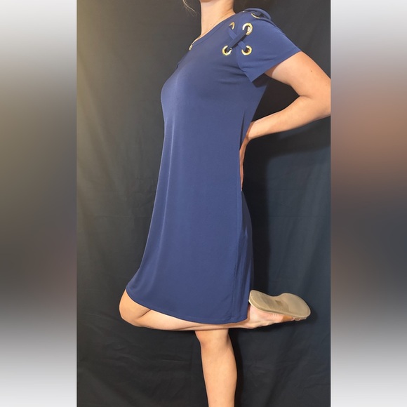 Michael Kors navy blue midi dress size medium - Picture 3 of 12